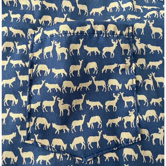 SHASA SLEEVELESS, A-LINE, RACERBACK TANK TOP/BLOUSE, WOMENS, L, BLUE/DEER PRINT - Picture 8 of 10